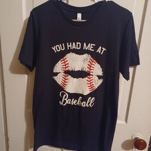 NWOT You Had Me At Baseball (Lips) T-shirt